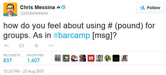 First Use of a Hashtag