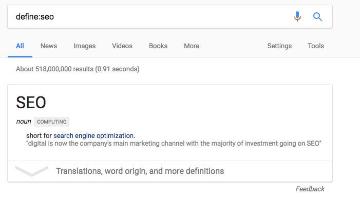 Define SEO on Google